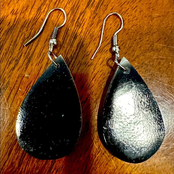 Elegant Teardrop Mother of Pearl Earrings w/Abalone & Mother of Pearl Inlays NEW - Picture 2 of 2